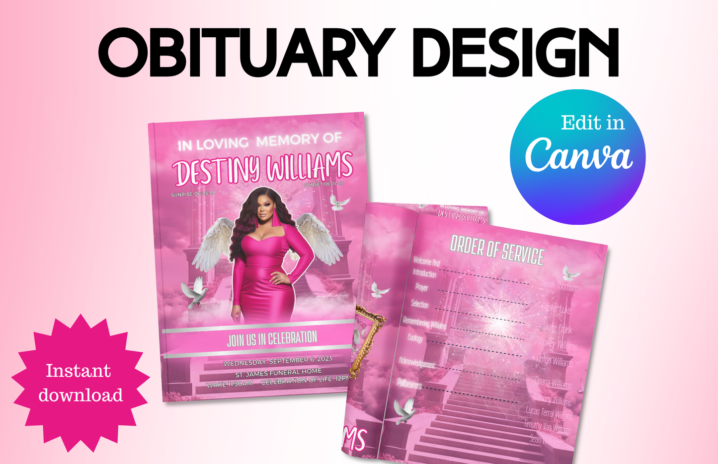 Obituary Editable Design Digital Products