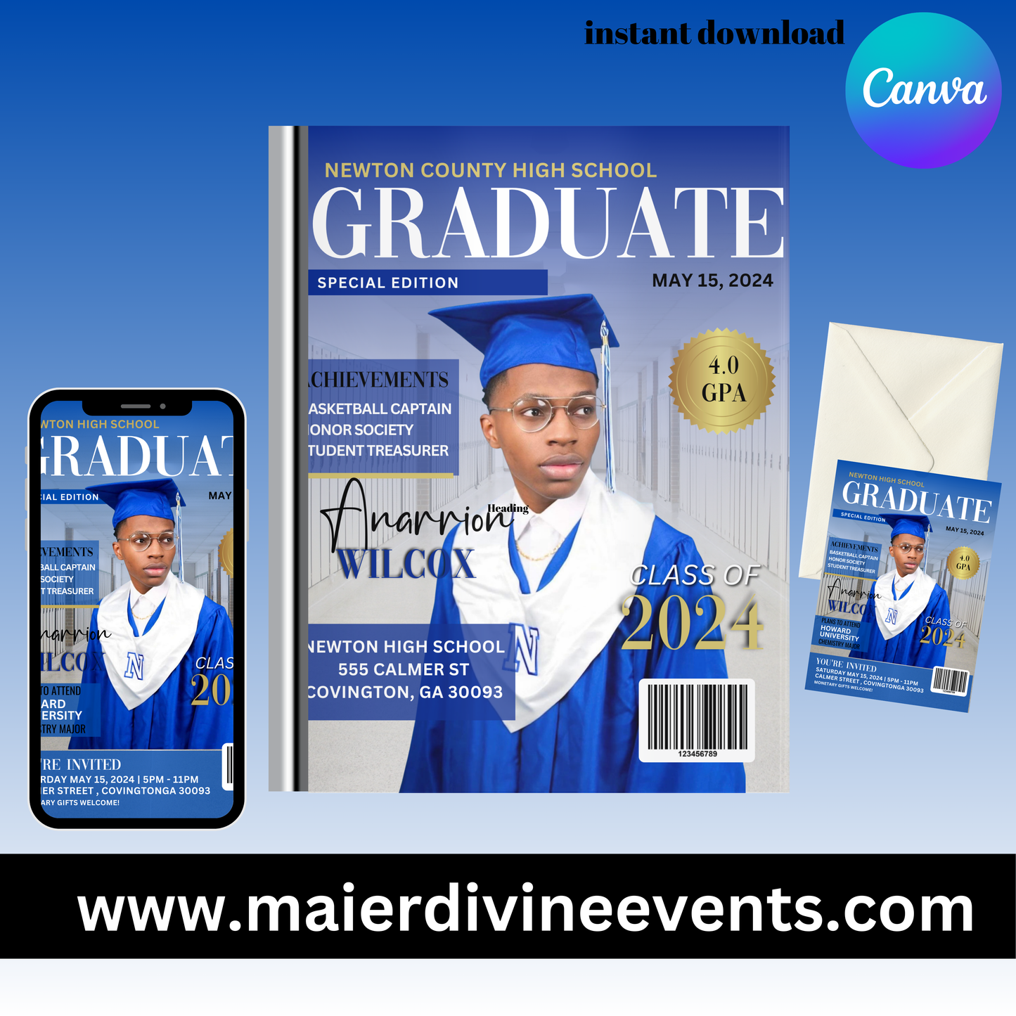 Editable Graduation Magazine & Invitation Mock up Design