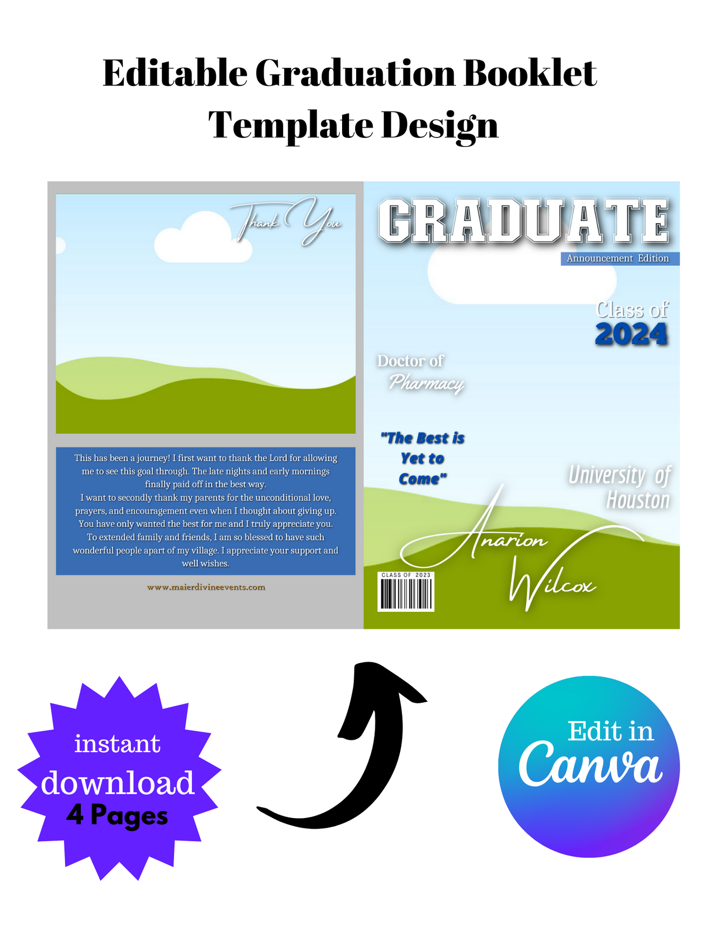 Editable Graduation Booklet Template Design