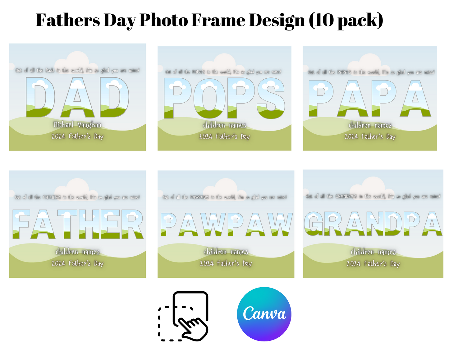 Fathers Day Photo Frame Editable 10 pack Design