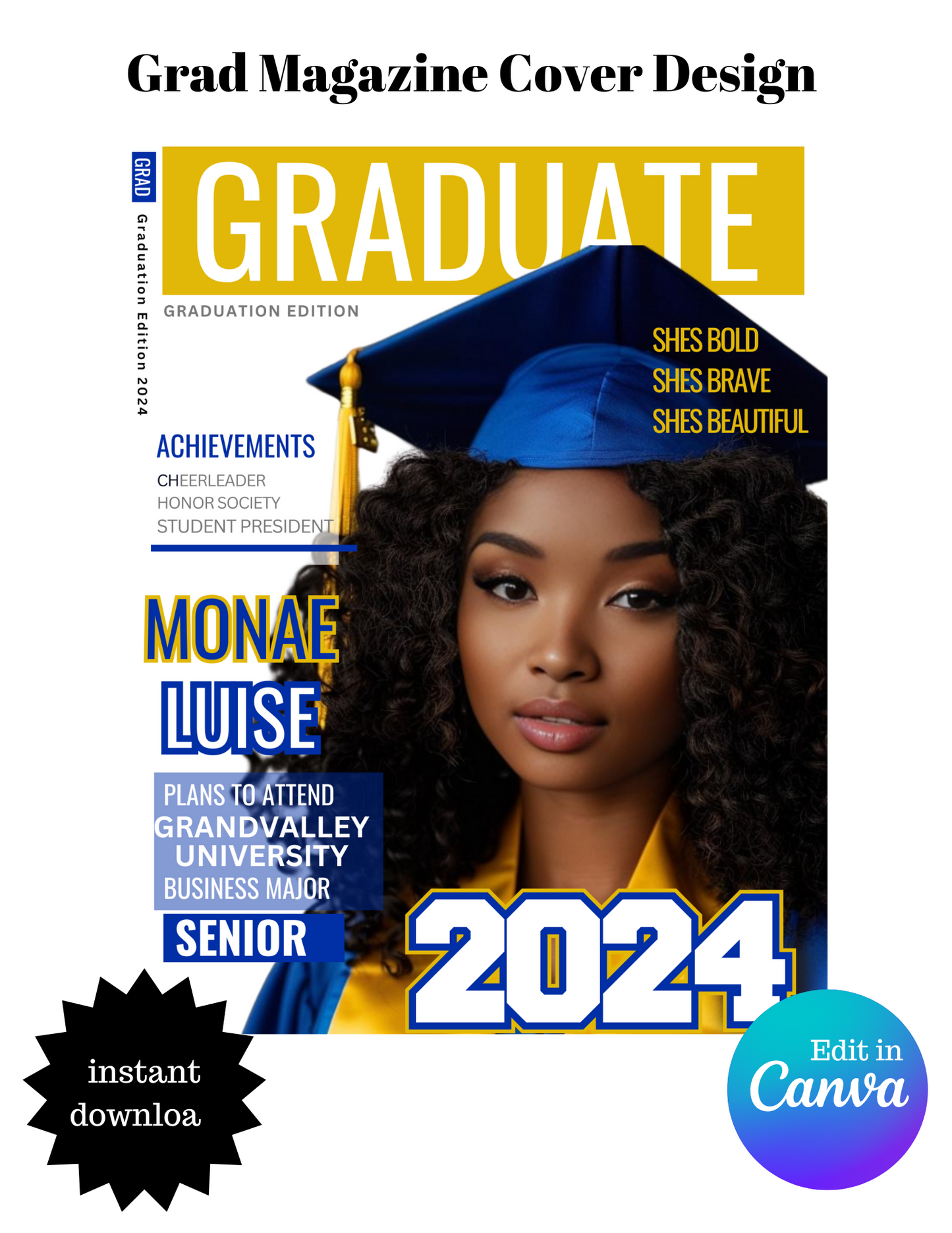 Graduate Magazine Editable Cover